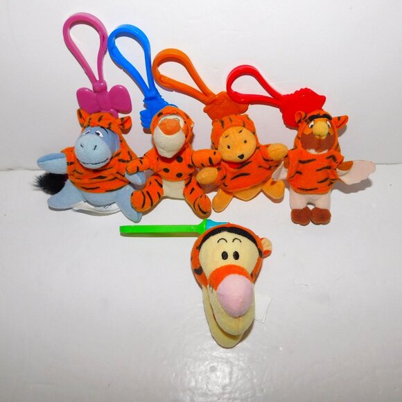 Lot 5 VTG Disney Winnie the Pooh McDonalds Tigger Movie Plush Backpack Clips - Picture 1 of 7